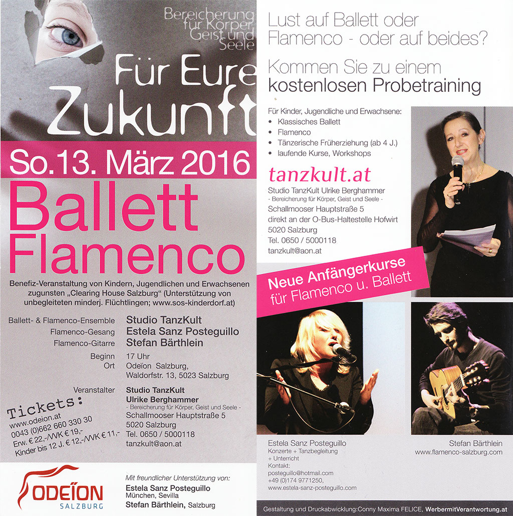 FÜR EURE ZUKUNFT Ballett und Flamenco – Benefizveranstaltung zugunsten "Clearing House Salzburg"